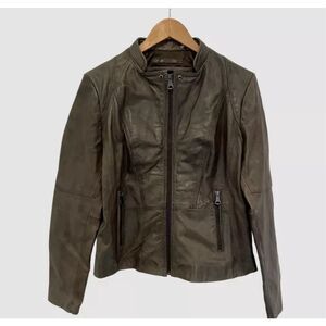 Marc New York Andrew Marc 100% Leather Jacket M Green Gray